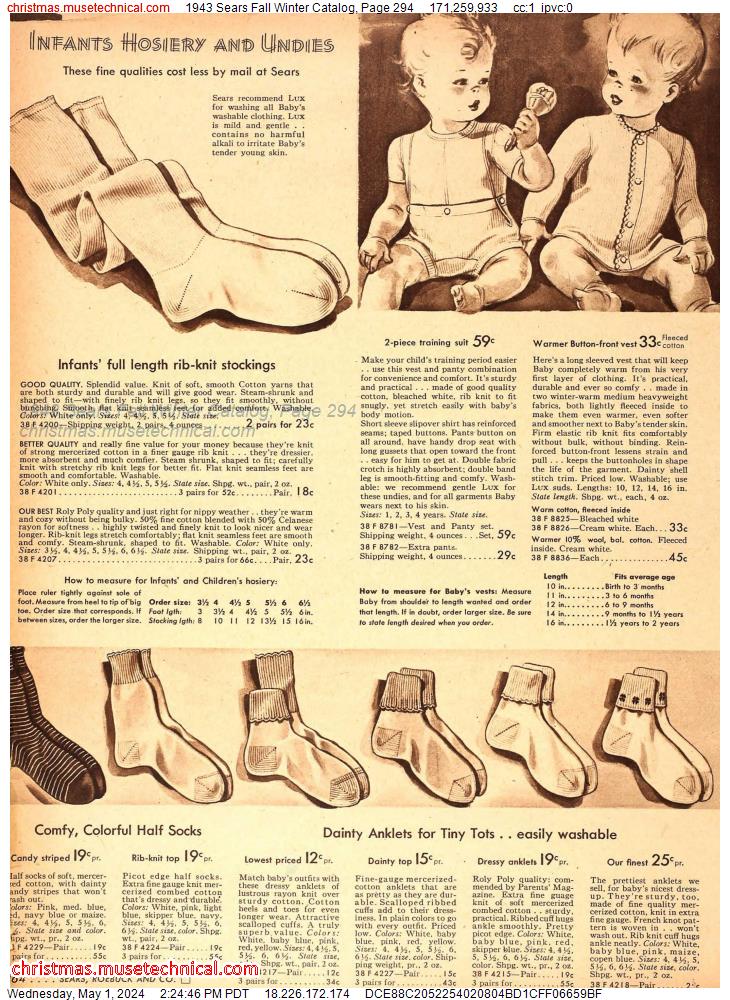 1943 Sears Fall Winter Catalog, Page 294