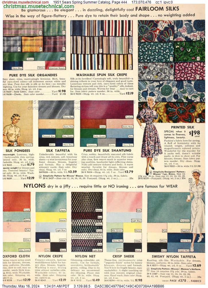 1951 Sears Spring Summer Catalog, Page 444