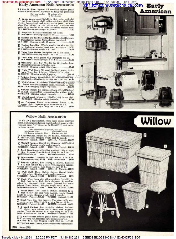1972 Sears Fall Winter Catalog, Page 1492