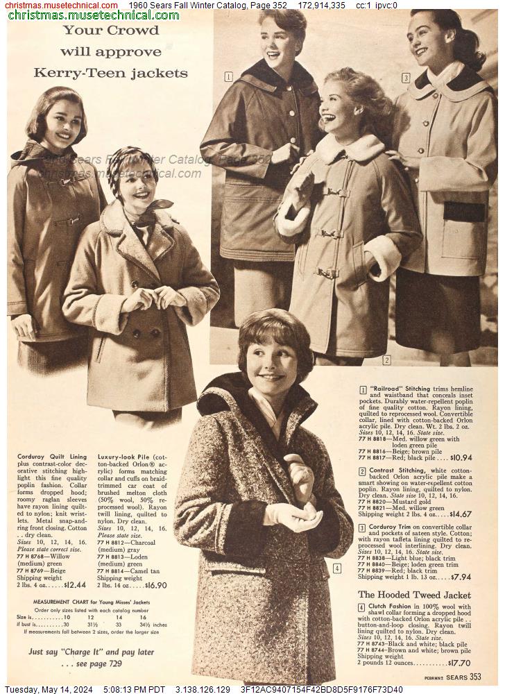 1960 Sears Fall Winter Catalog, Page 352