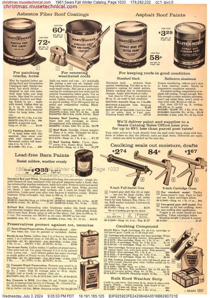 1961 Sears Fall Winter Catalog, Page 1033