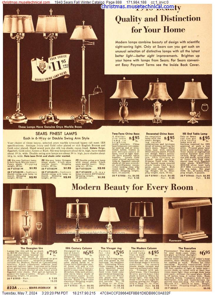 1940 Sears Fall Winter Catalog, Page 888