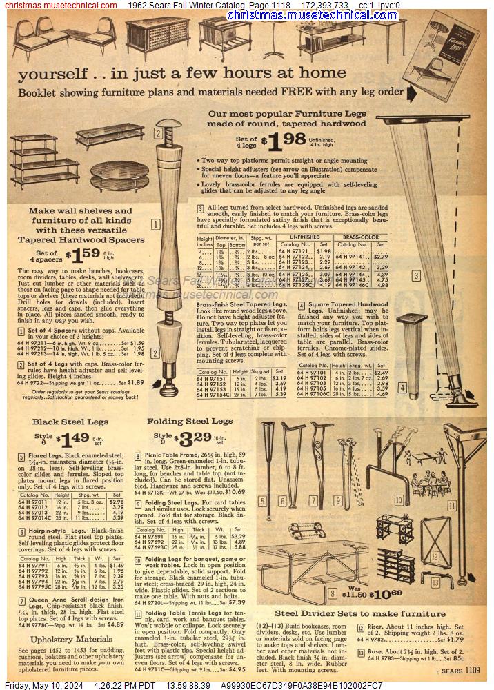 1962 Sears Fall Winter Catalog, Page 1118