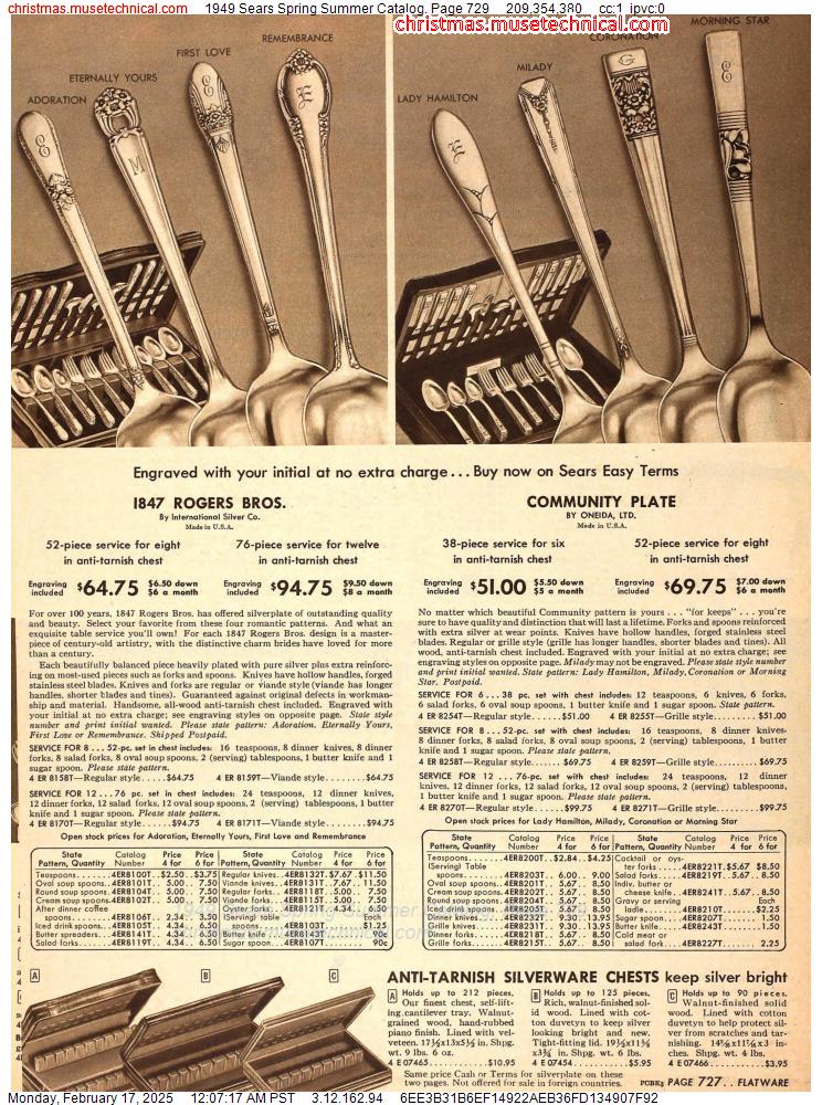 1949 Sears Spring Summer Catalog, Page 729