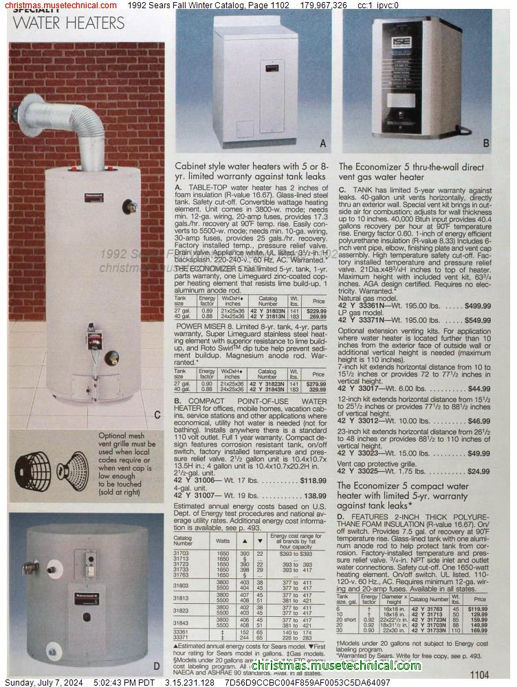 1992 Sears Fall Winter Catalog, Page 1102