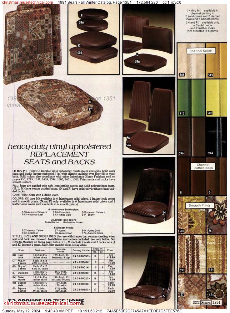 1981 Sears Fall Winter Catalog, Page 1351