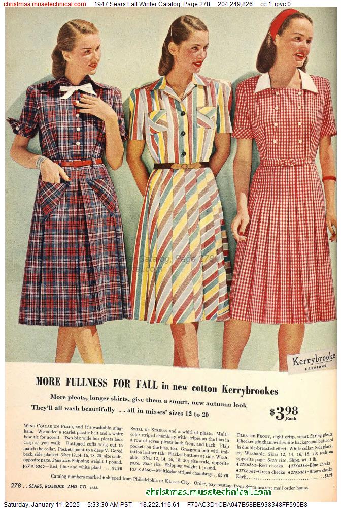 1947 Sears Fall Winter Catalog, Page 278