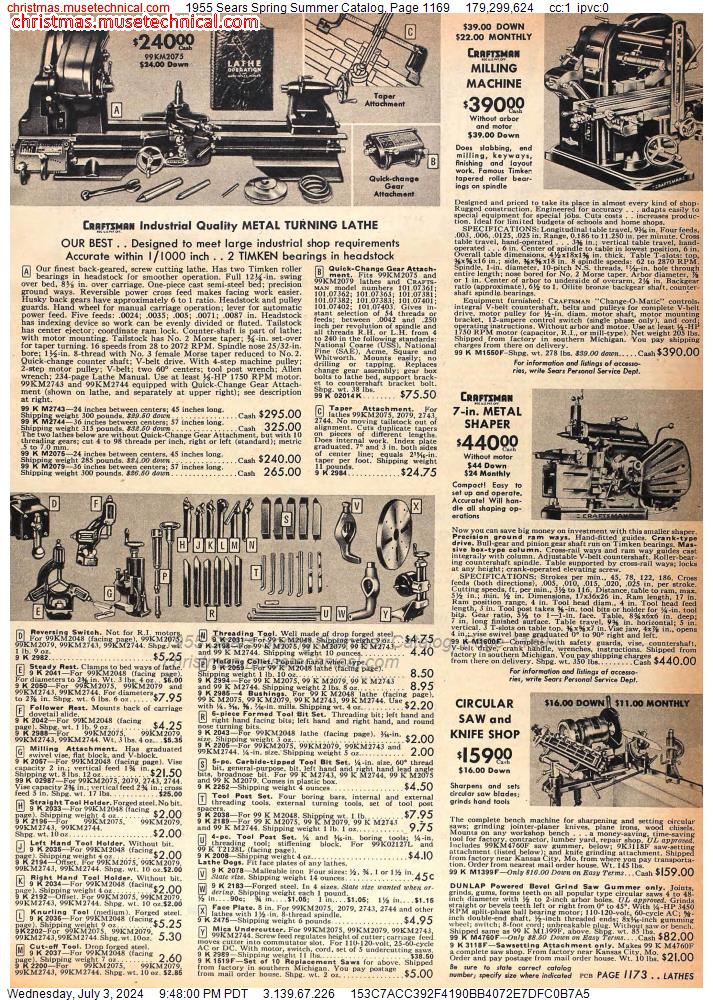 1955 Sears Spring Summer Catalog, Page 1169