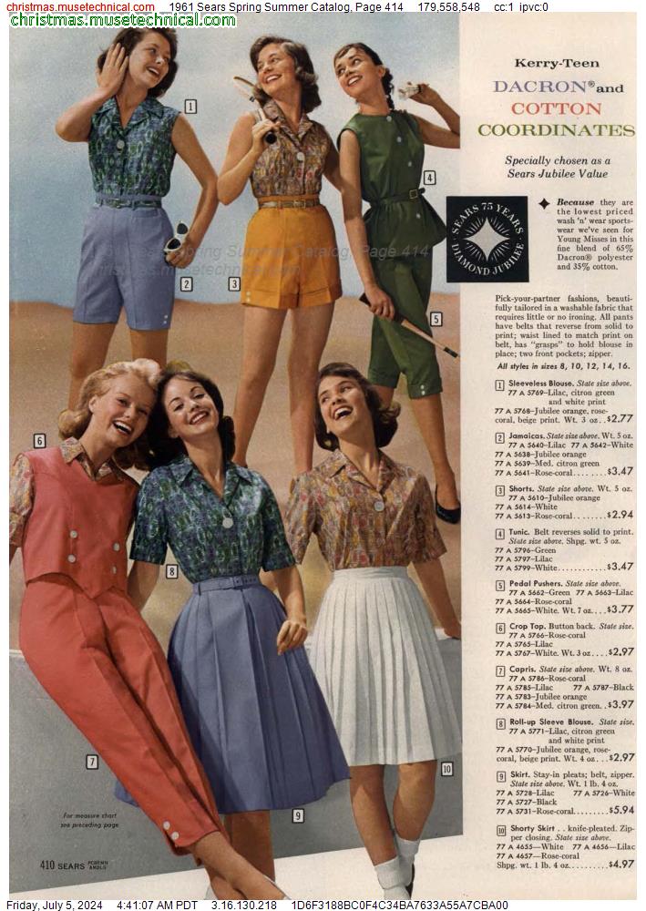 1961 Sears Spring Summer Catalog, Page 414