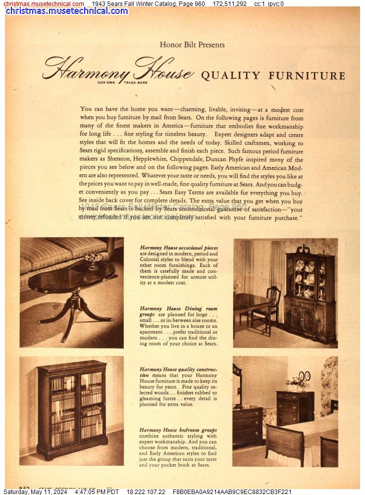 1943 Sears Fall Winter Catalog, Page 960