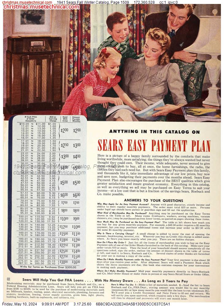 1941 Sears Fall Winter Catalog, Page 1509