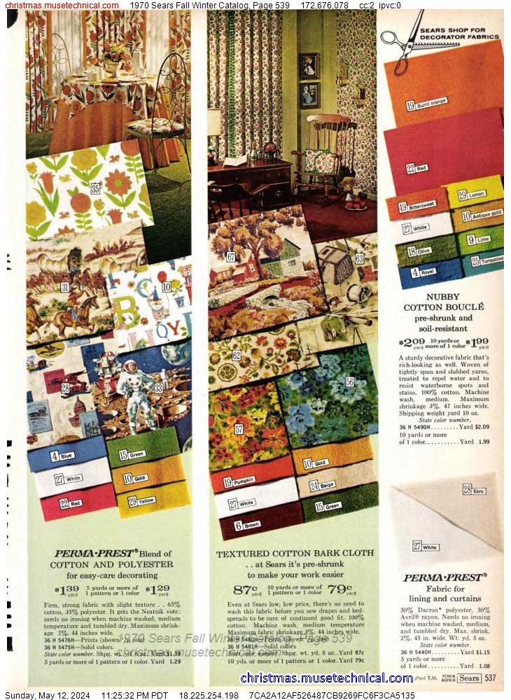 1970 Sears Fall Winter Catalog, Page 539