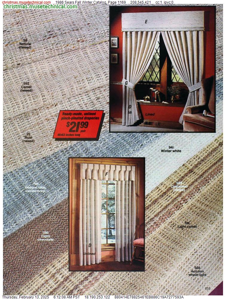 1986 Sears Fall Winter Catalog, Page 1169