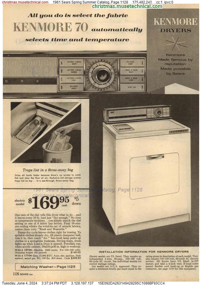 1961 Sears Spring Summer Catalog, Page 1128