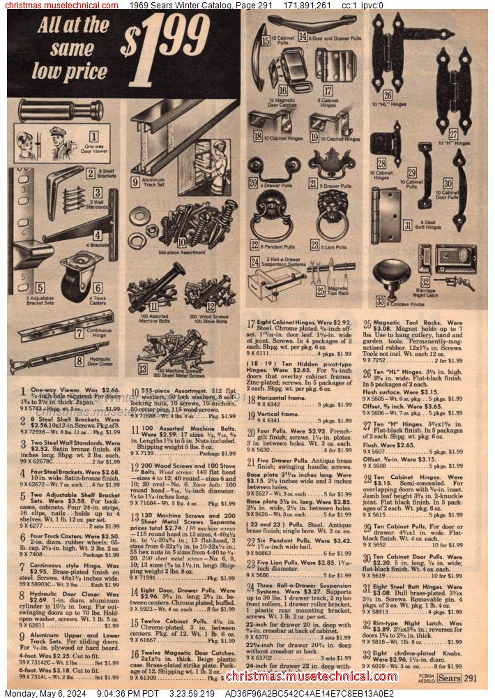 1969 Sears Winter Catalog, Page 291