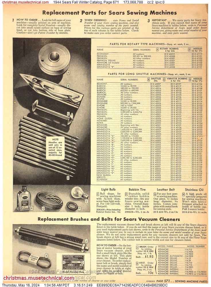 1944 Sears Fall Winter Catalog, Page 671