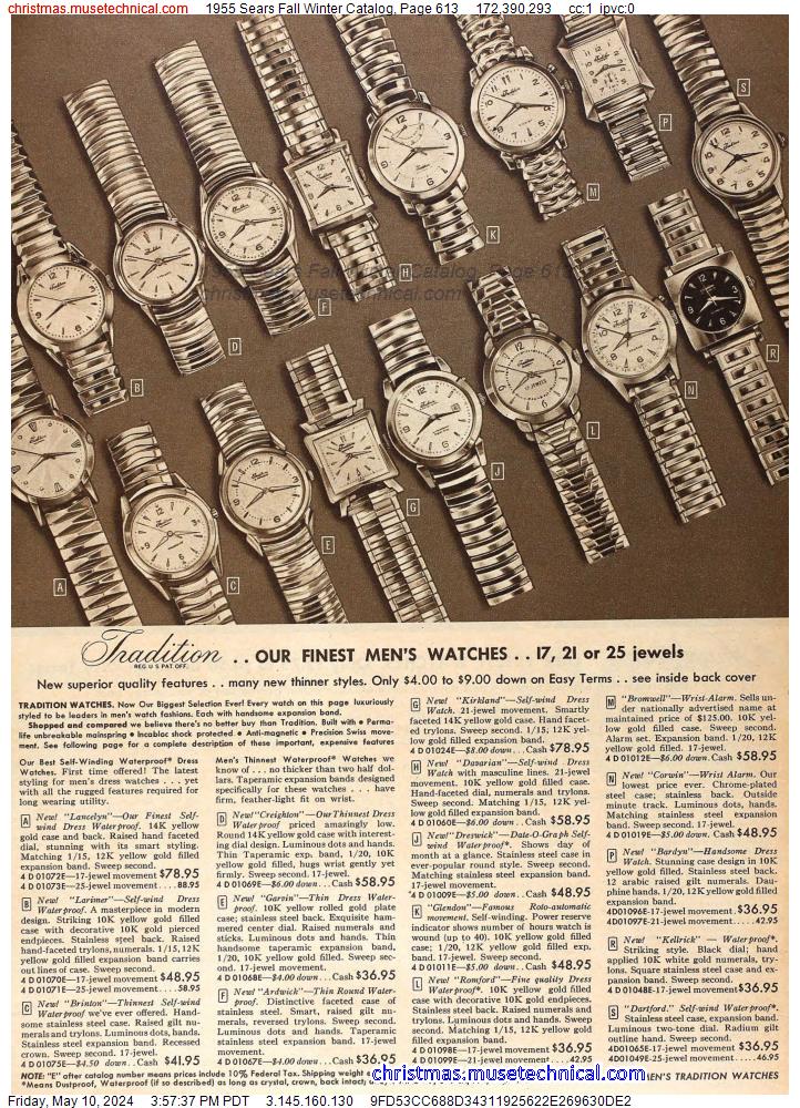 1955 Sears Fall Winter Catalog, Page 613