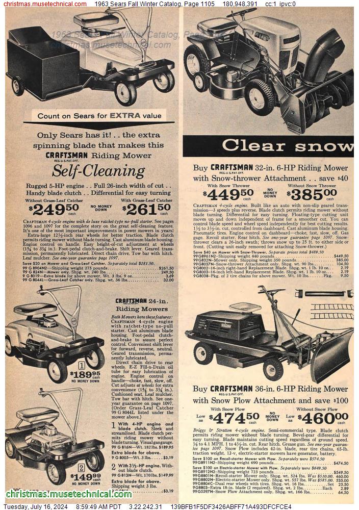 1963 Sears Fall Winter Catalog, Page 1105