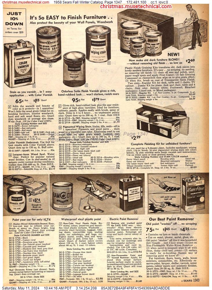 1958 Sears Fall Winter Catalog, Page 1347