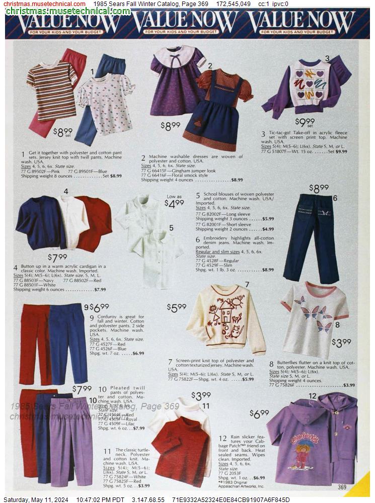 1985 Sears Fall Winter Catalog, Page 369