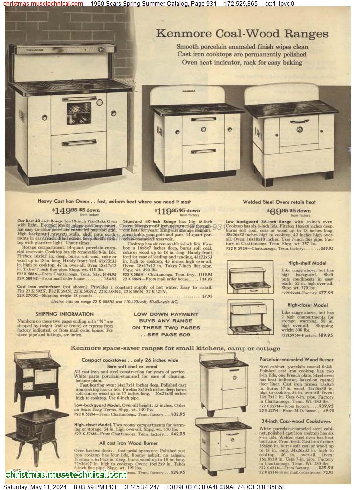 1960 Sears Spring Summer Catalog, Page 931