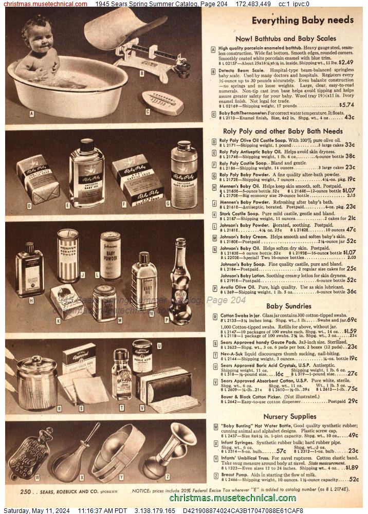 1945 Sears Spring Summer Catalog, Page 204