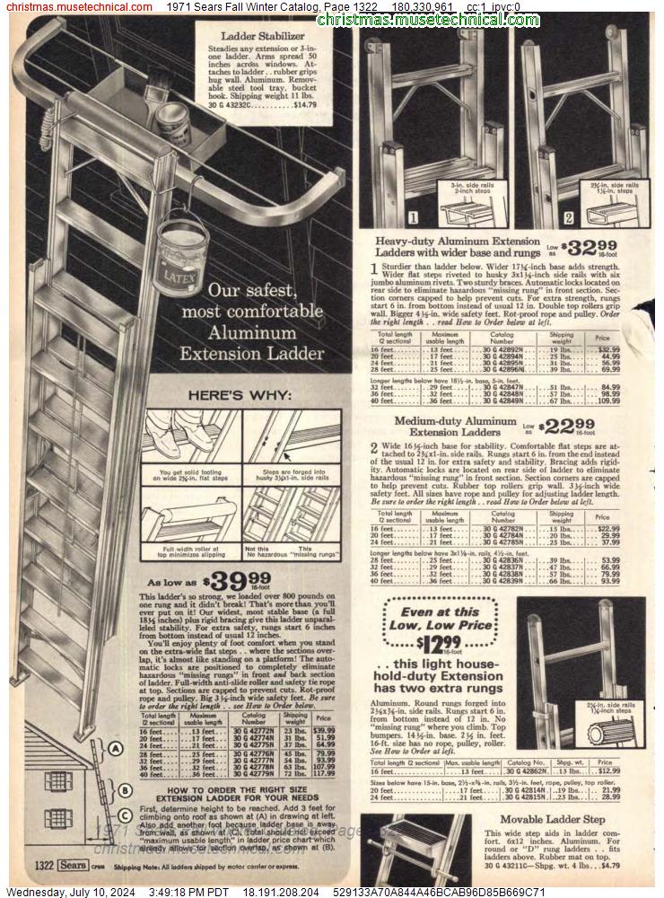 1971 Sears Fall Winter Catalog, Page 1322