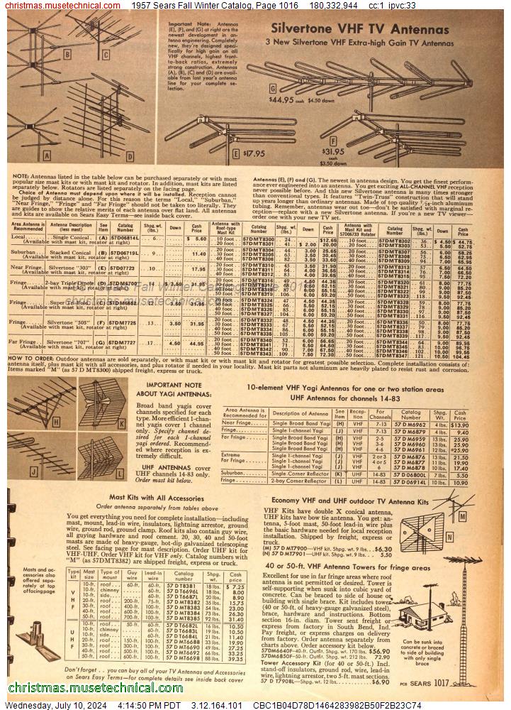 1957 Sears Fall Winter Catalog, Page 1016