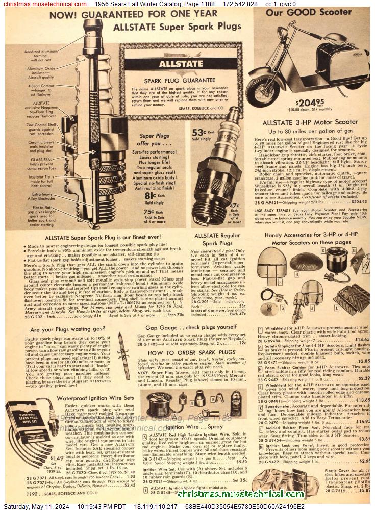 1956 Sears Fall Winter Catalog, Page 1188