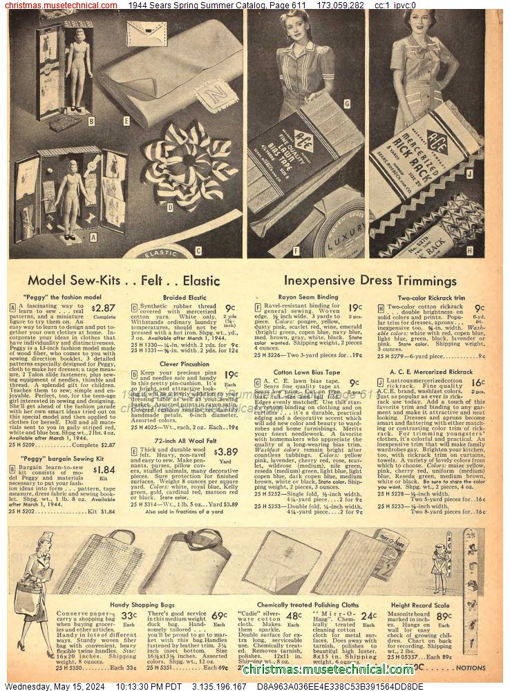 1944 Sears Spring Summer Catalog, Page 611