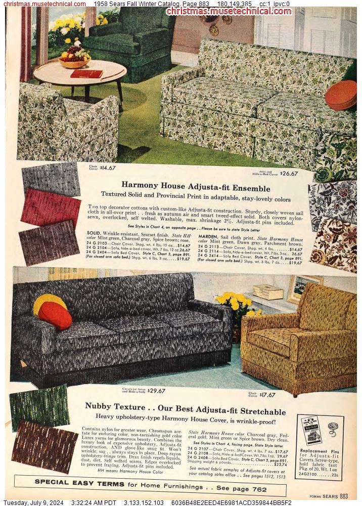 1958 Sears Fall Winter Catalog, Page 883