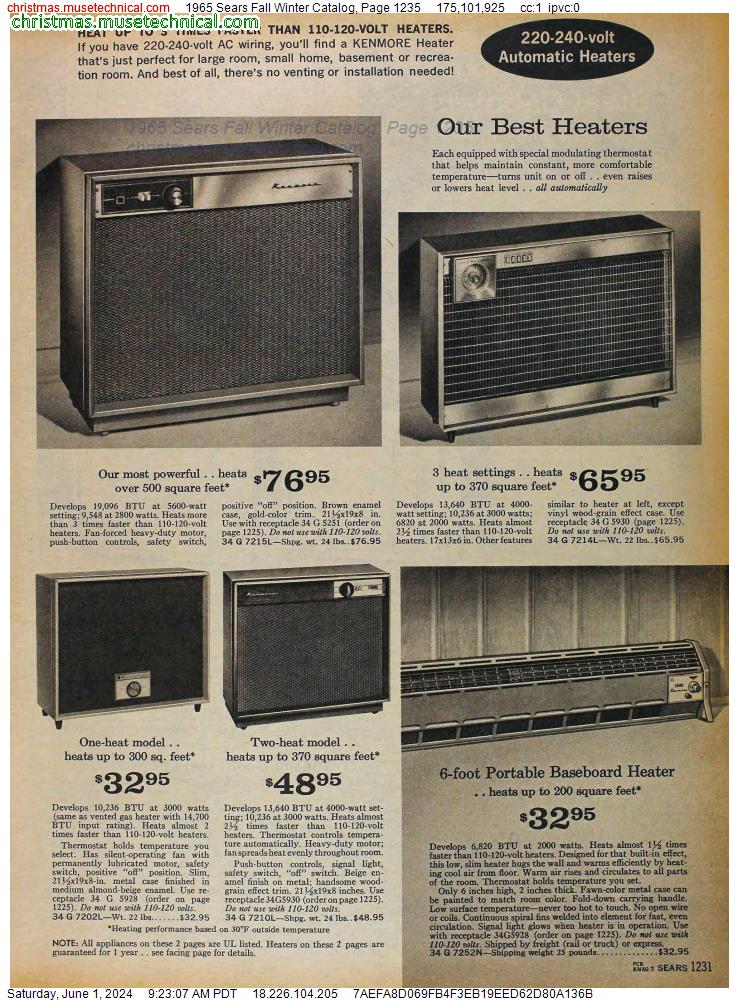 1965 Sears Fall Winter Catalog, Page 1235