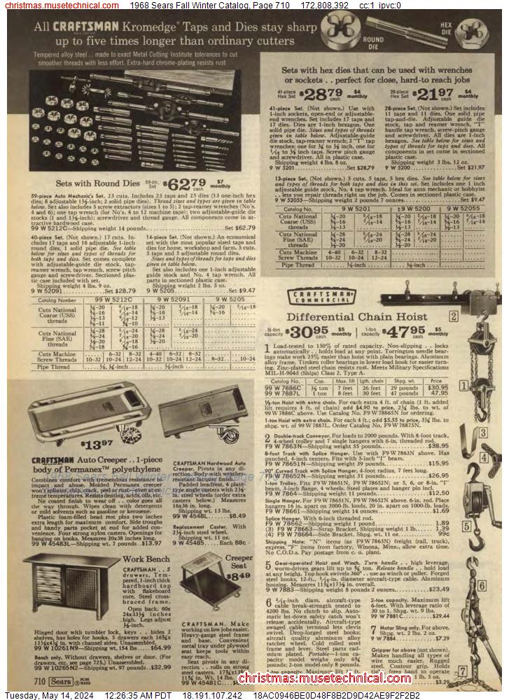 1968 Sears Fall Winter Catalog, Page 710