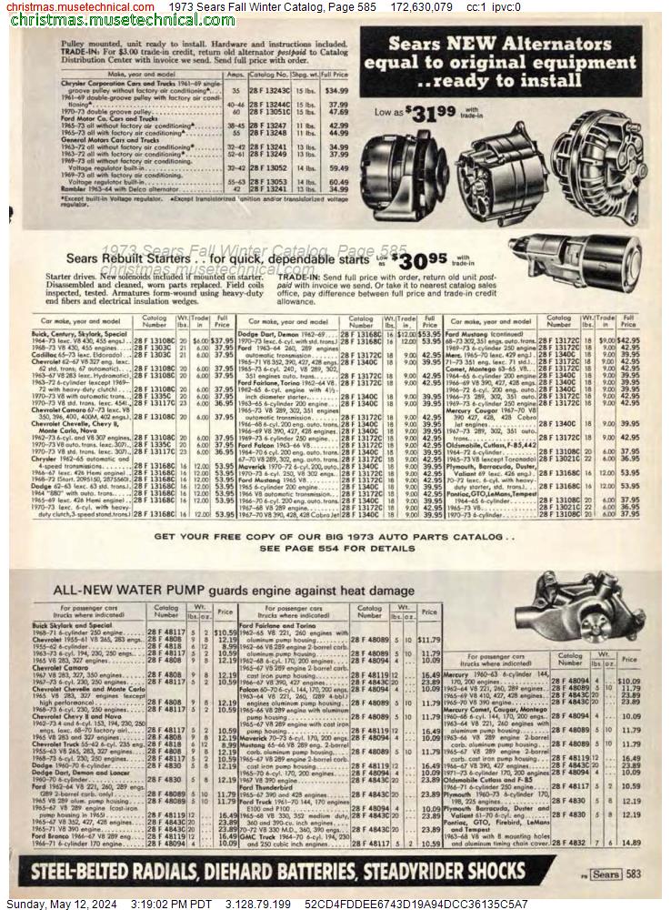 1973 Sears Fall Winter Catalog, Page 585