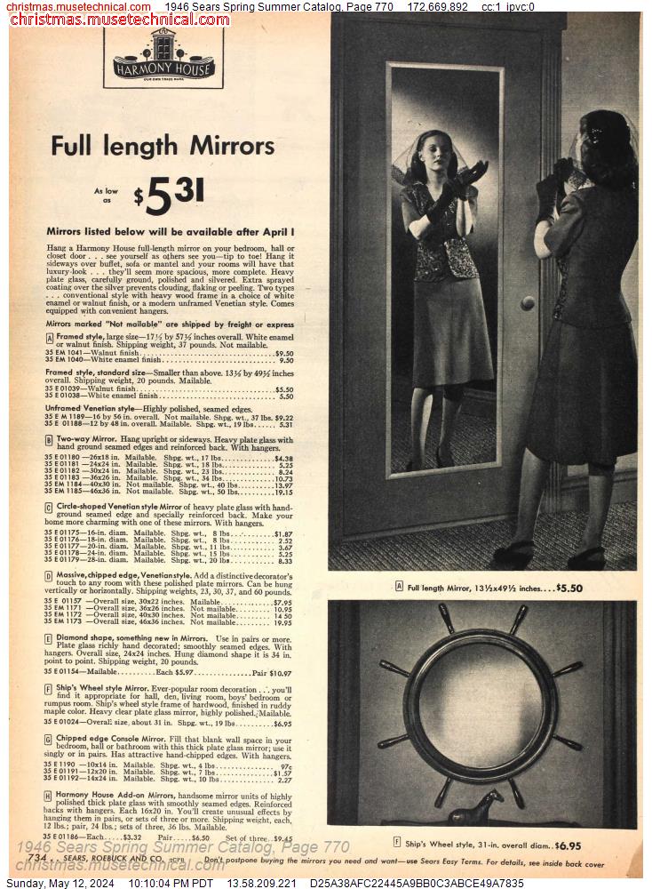 1946 Sears Spring Summer Catalog, Page 770