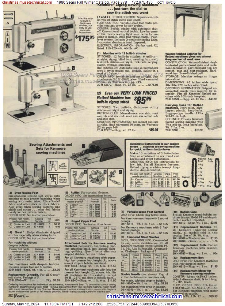 1980 Sears Fall Winter Catalog, Page 878