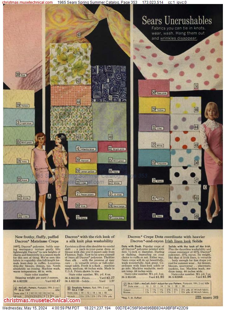 1965 Sears Spring Summer Catalog, Page 353