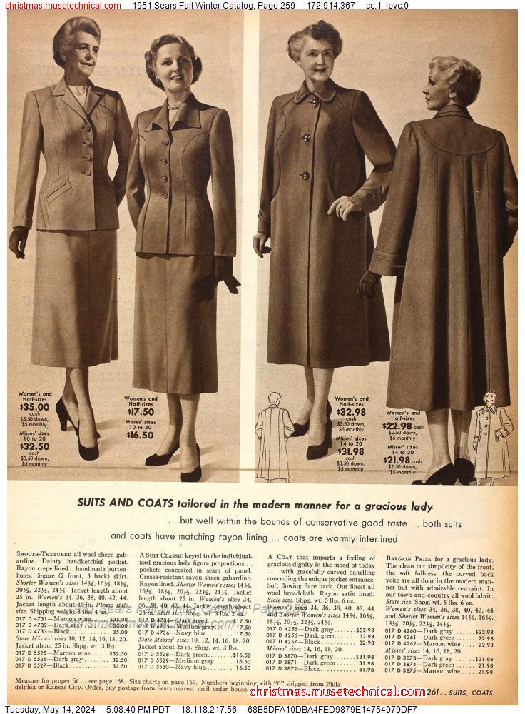 1951 Sears Fall Winter Catalog, Page 259