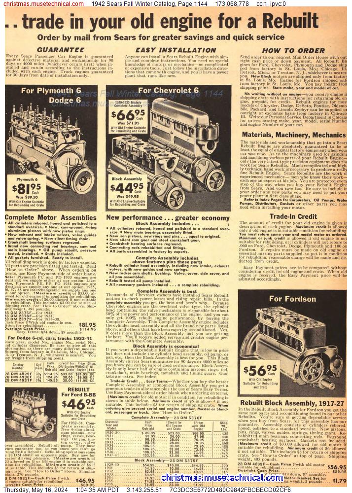 1942 Sears Fall Winter Catalog, Page 1144