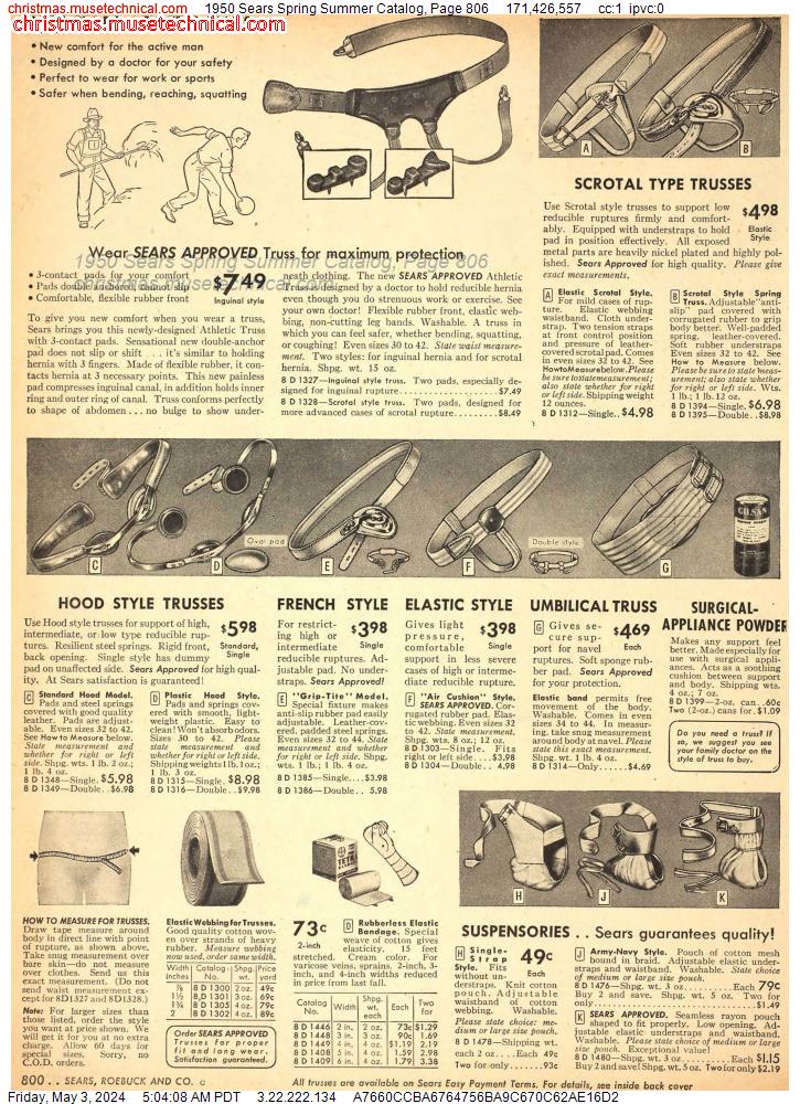 1950 Sears Spring Summer Catalog, Page 806