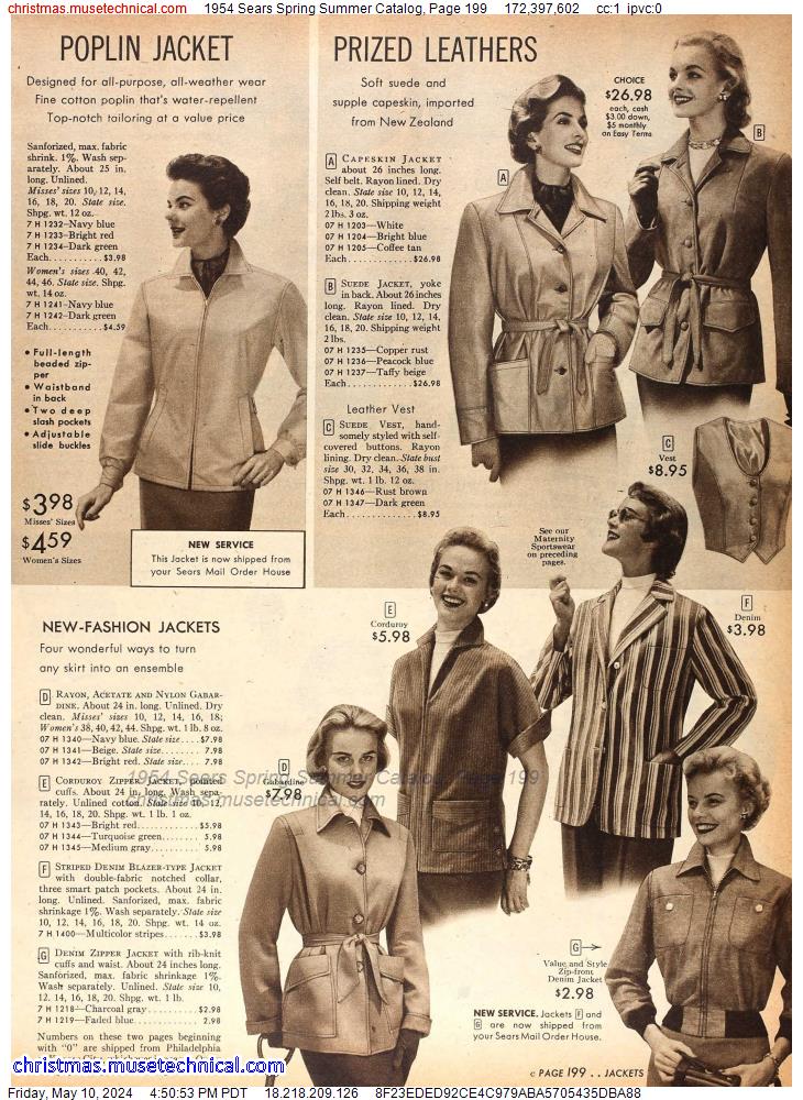 1954 Sears Spring Summer Catalog, Page 199