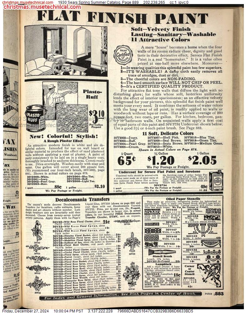 1930 Sears Spring Summer Catalog, Page 889