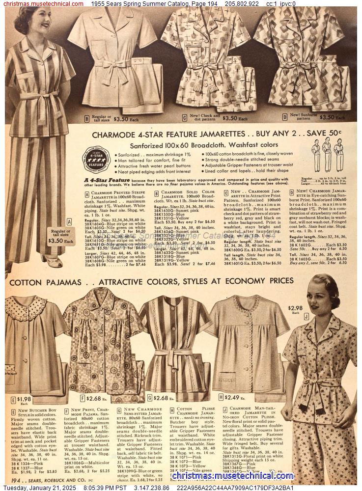 1955 Sears Spring Summer Catalog, Page 194