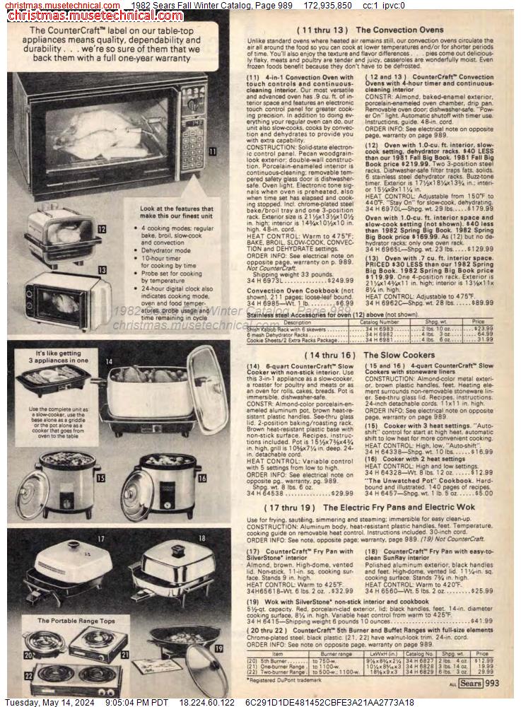 1982 Sears Fall Winter Catalog, Page 989