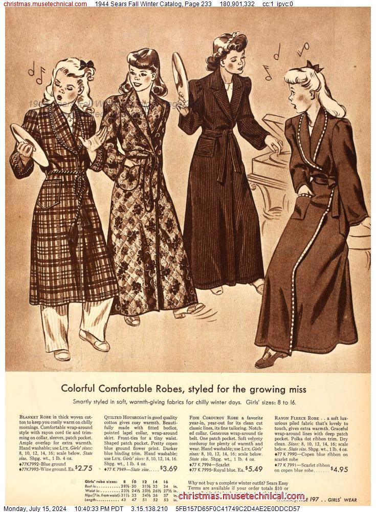 1944 Sears Fall Winter Catalog, Page 233