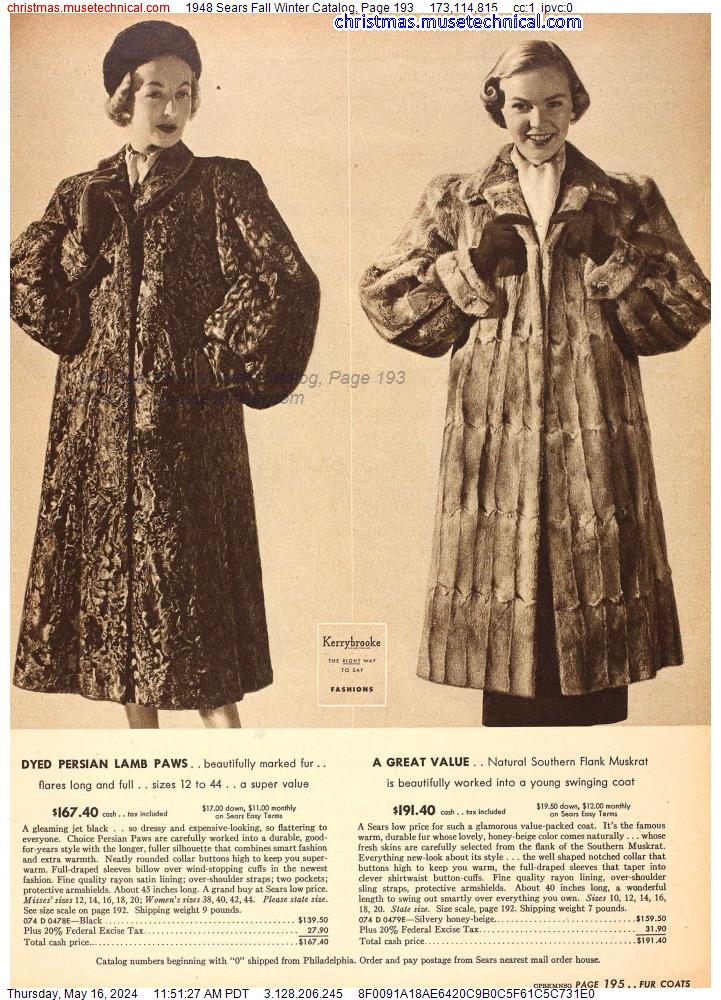 1948 Sears Fall Winter Catalog, Page 193