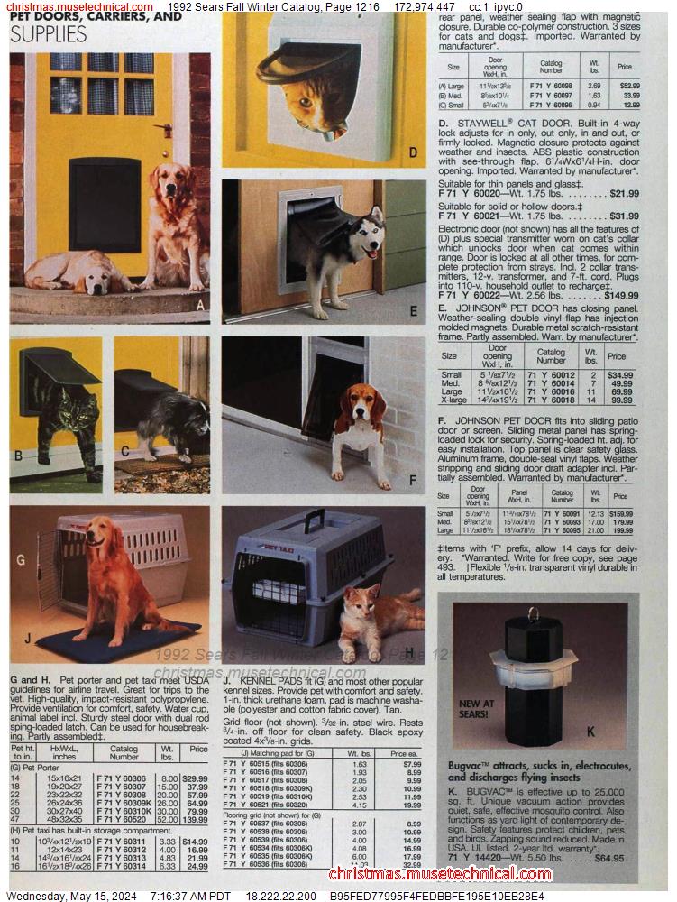 1992 Sears Fall Winter Catalog, Page 1216