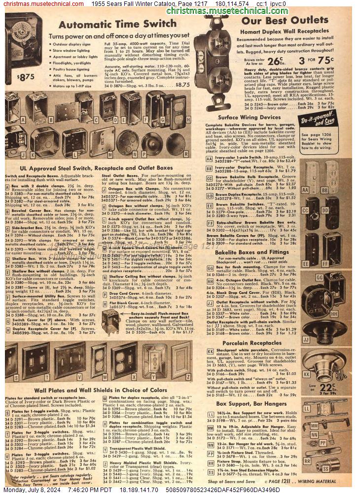 1955 Sears Fall Winter Catalog, Page 1217