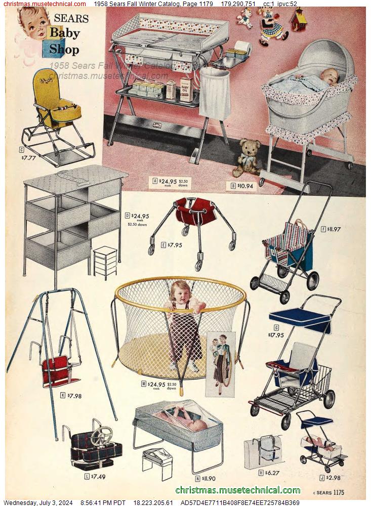 1958 Sears Fall Winter Catalog, Page 1179