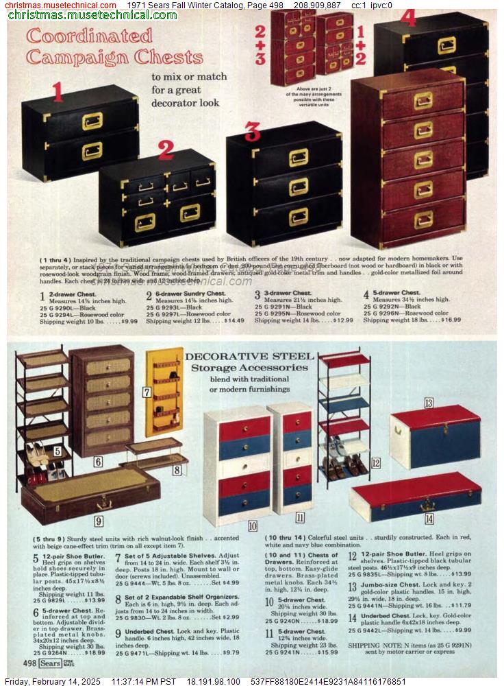 1971 Sears Fall Winter Catalog, Page 498